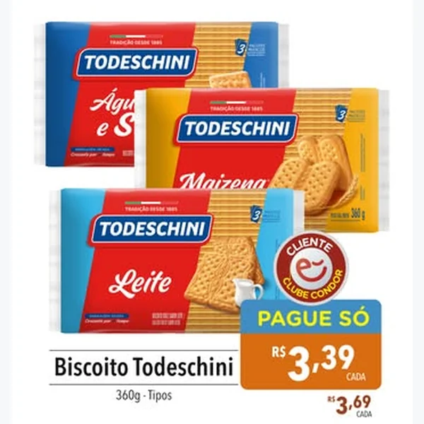 Recorte do encarte de Biscoito Água e Sal Todeschini 360 g
