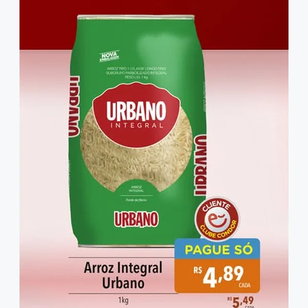 Recorte do encarte de Arroz Integral Urbano 1 kg