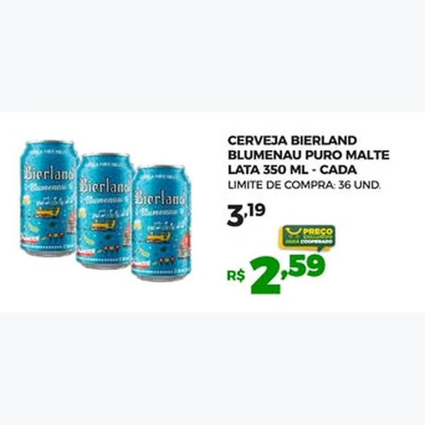 Recorte do encarte de Cerveja Puro Malte Bierland Blumenau 350 ml