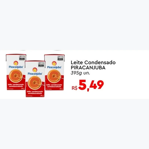 Recorte do encarte de Leite Condensado Piracanjuba 395 g