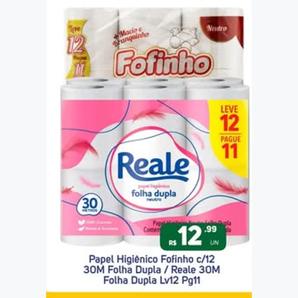 Papel Higiênico Folha Dupla Reale 12 un × 30 un