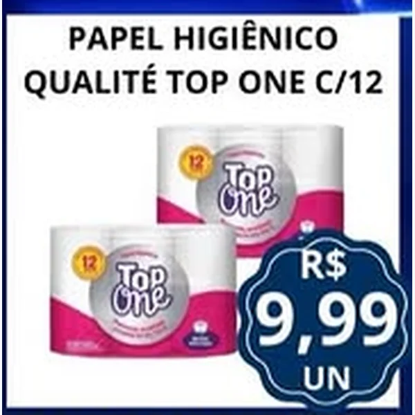 Recorte do encarte de Papel Higiênico Top One 12 un