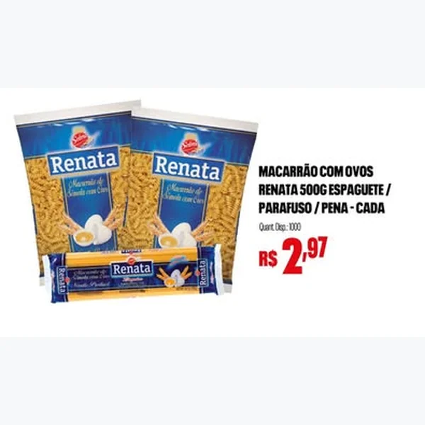 Recorte do encarte de Macarrão com Ovos Parafuso Renata 500 g