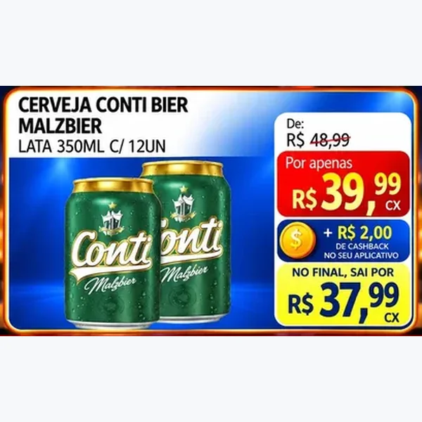 Recorte do encarte de Cerveja Malzbier Conti Bier 12 un × 350 ml