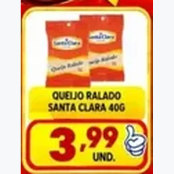 Recorte do encarte de Queijo Ralado Santa Clara 40 g