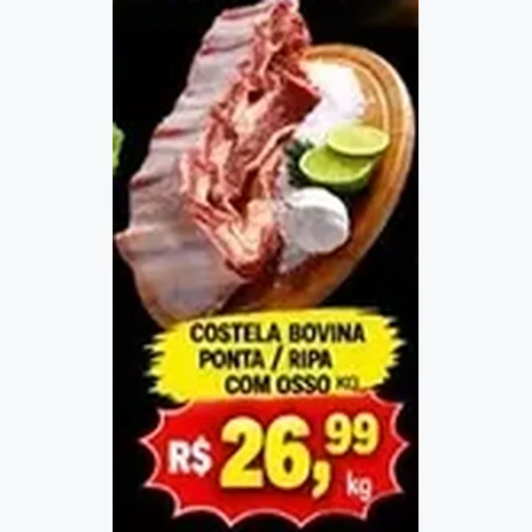 Recorte do encarte de Costela Bovina Ponta/ripa com Osso