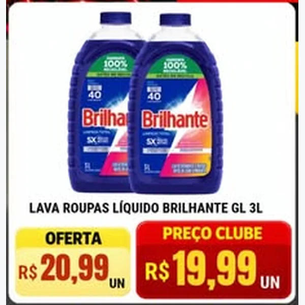 Lava Roupas Líquido Brilhante 3 L