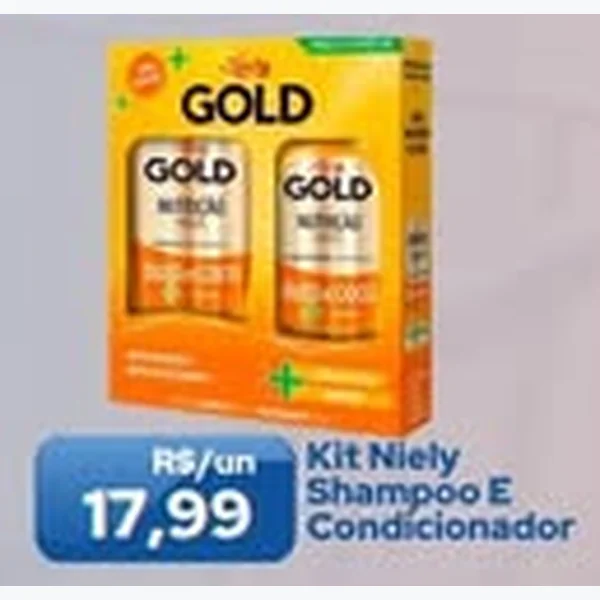 Recorte do encarte de Kit Shampoo e Condicionador Niely Gold