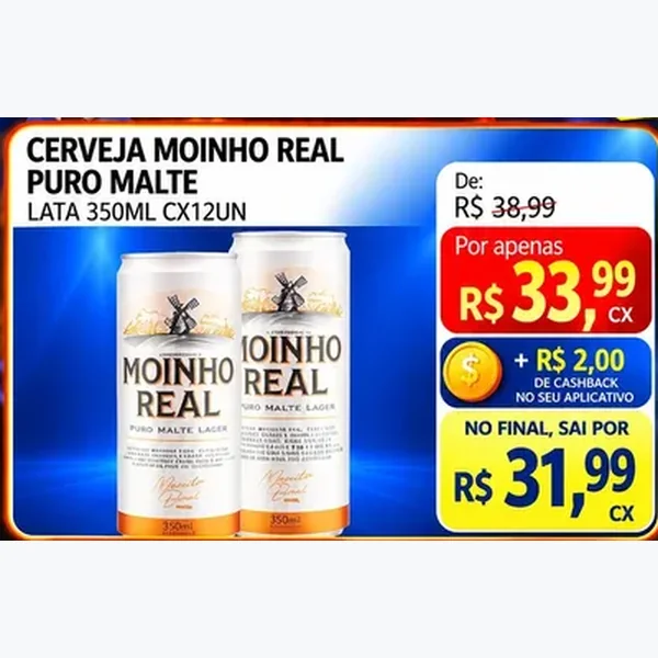 Cerveja Puro Malte Moinho Real 12 un × 350 ml