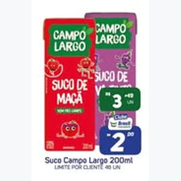 Recorte do encarte de Suco de Maçã Campo Largo 200 ml