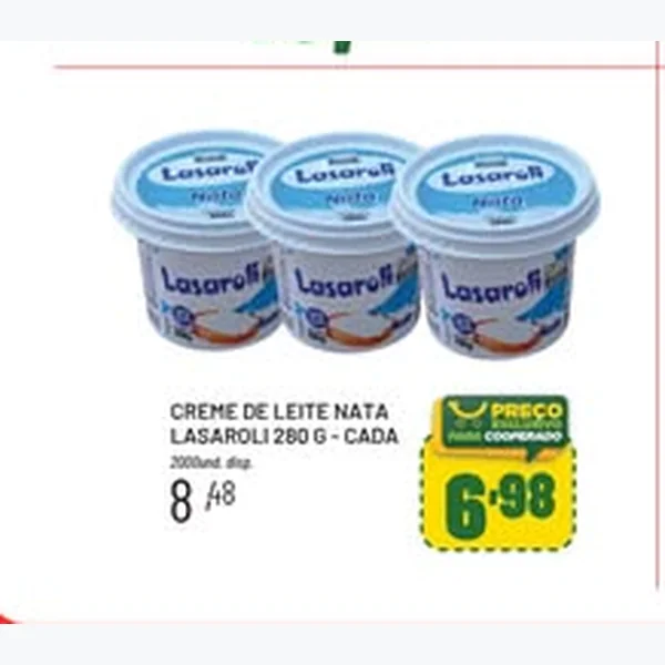 Recorte do encarte de Creme de Leite Nata Lasaroli 280 g