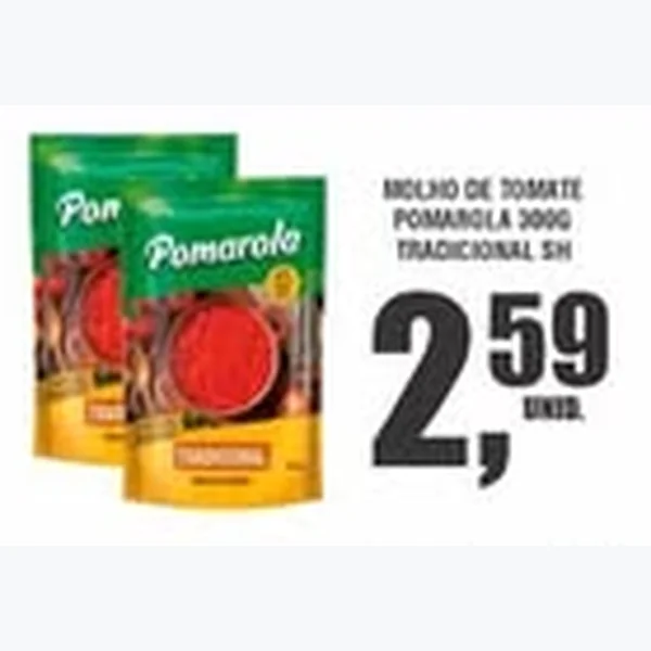Recorte do encarte de Molho de Tomate Tradicional Pomarola 300 g