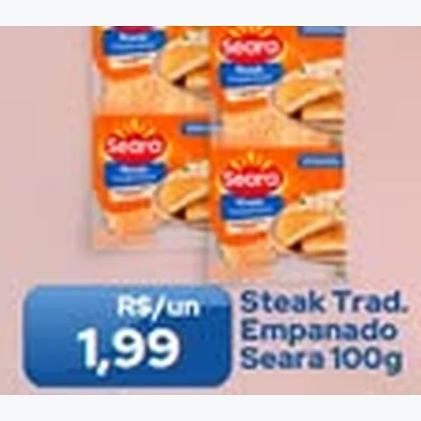 Recorte do encarte de Steak Tradicional Seara 100 g
