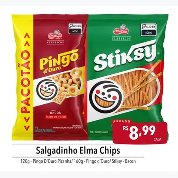 Salgadinho Stiksy Bacon Elma Chips 160 g