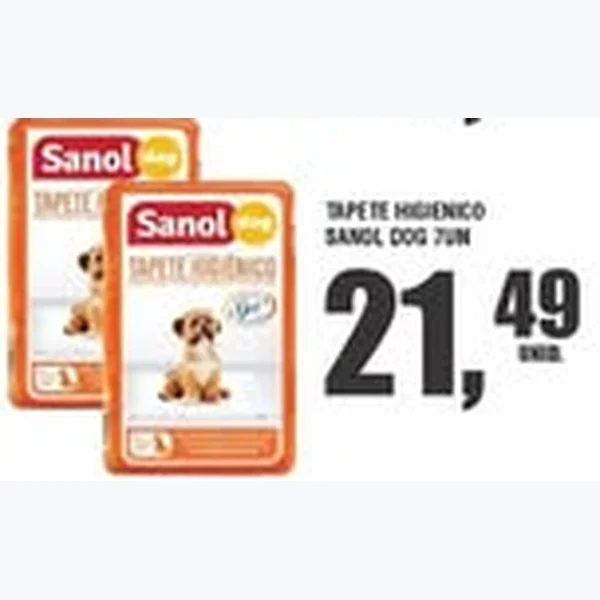 Recorte do encarte de Tapete Higiênico Sanol Dog 7 un