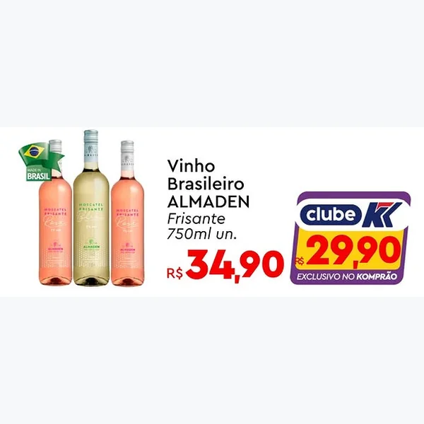 Recorte do encarte de Vinho Brasileiro Frisante Almaden 750 ml
