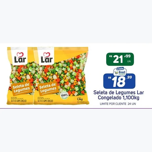Recorte do encarte de Seleta de Legumes Congelado Lar 1,1 kg