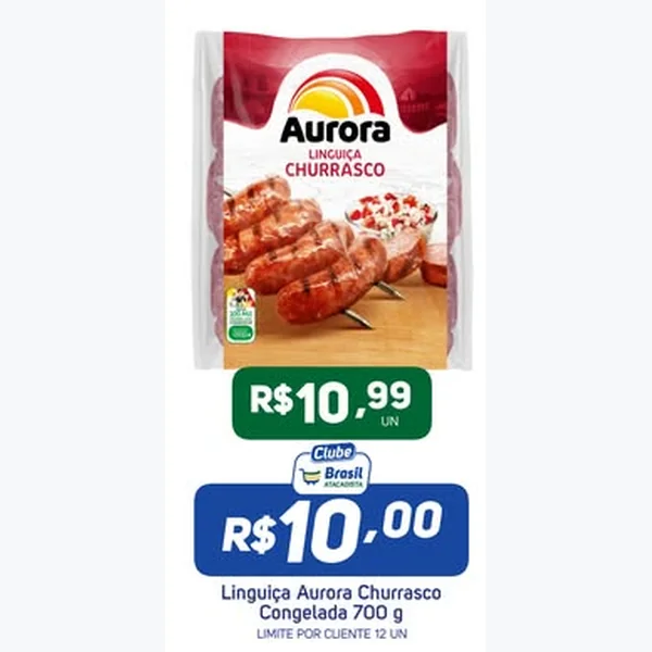 Recorte do encarte de Linguiça Churrasco Congelada Aurora 700 g
