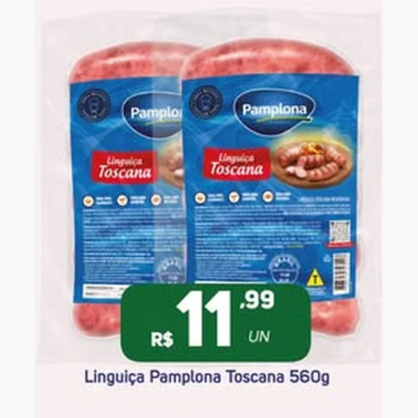 Recorte do encarte de Linguiça Toscana Pamplona 560 g