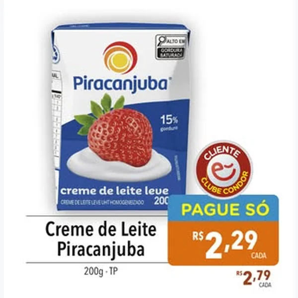 Creme de Leite Leve Piracanjuba 200 g