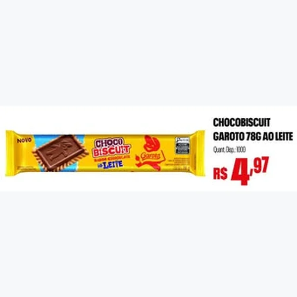 Biscoito Chocobiscuit ao Leite Garoto 78 g