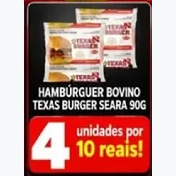 Recorte do encarte de Hambúrguer Bovino Texas Burger 90 g