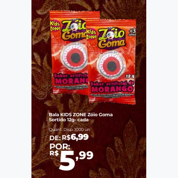 Bala Zóio Goma Kids Zone 12 g