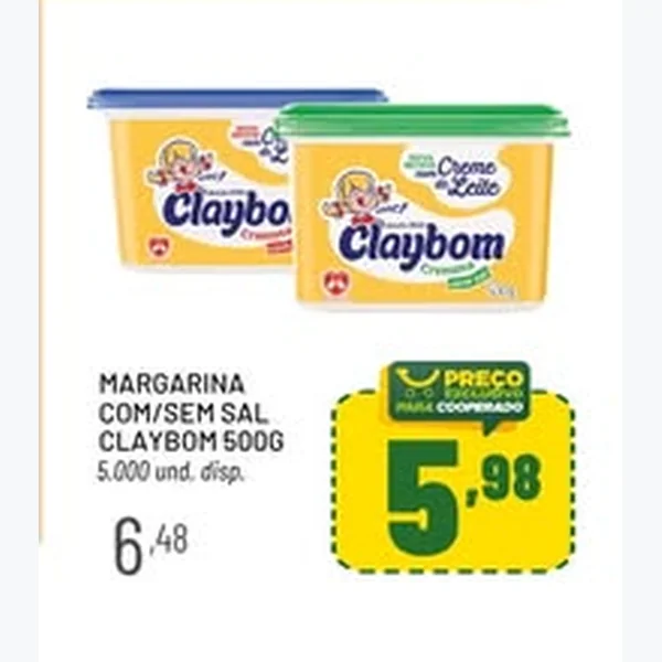 Margarina Com/sem Sal Claybom 500 g