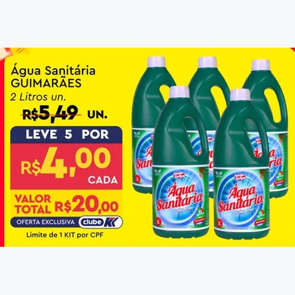 Recorte do encarte de Água Sanitária GUIMARÃES 2 L