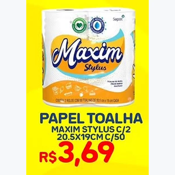 Recorte do encarte de Papel Toalha Stylus Maxim 2 un × 50 un