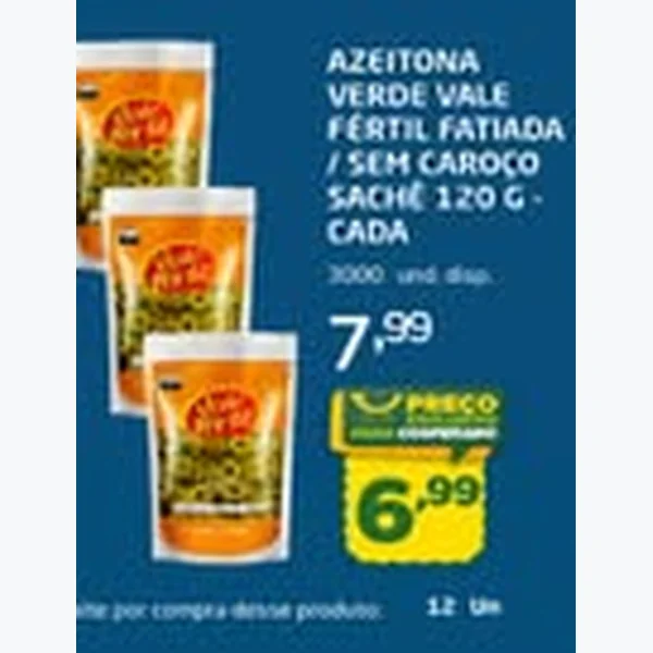Azeitona Verde Fértil Fatiada sem Caroço Vale 120 g