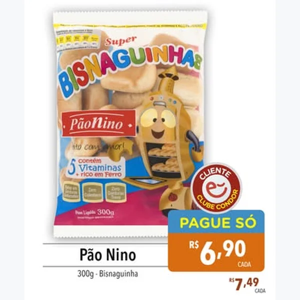 Recorte do encarte de Bisnaguinha Pão Nino 300 g