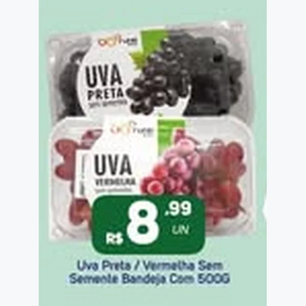 Recorte do encarte de Uva Preta / Vermelha sem Semente 500 g