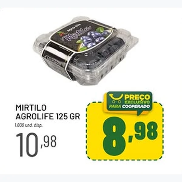 Recorte do encarte de Mirtilo Agrolife 125 g