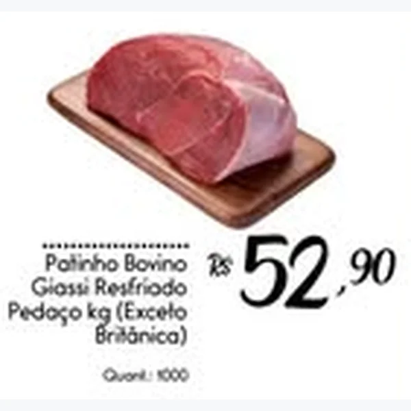 Recorte do encarte de Patinho Bovino Resfriado Pedaço Giassi