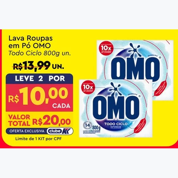 Recorte do encarte de Lava Roupas em Pó OMO 800 g