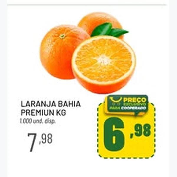 Recorte do encarte de Laranja Bahia Premium