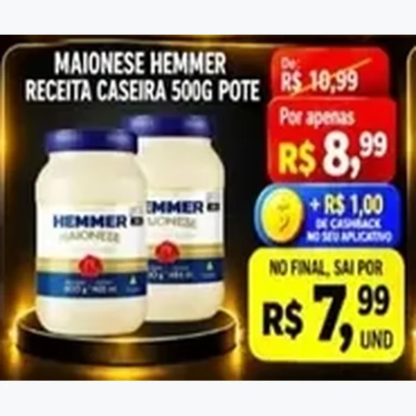 Recorte do encarte de Maionese Receita Caseira Hemmer 500 g