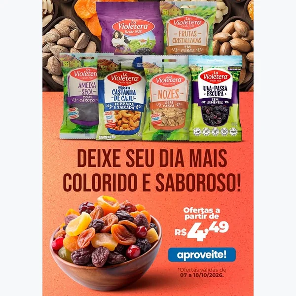 Recorte do encarte de Castanha de Caju Torrada e Salgada La Violetera 100 g