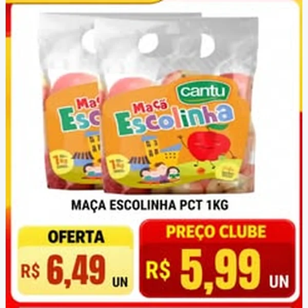 Recorte do encarte de Maçã Escolinha Cantu 1 kg