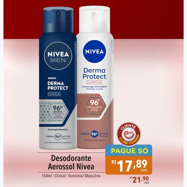 Recorte do encarte de Desodorante Aerossol Clinical Masculino Nivea 150 ml