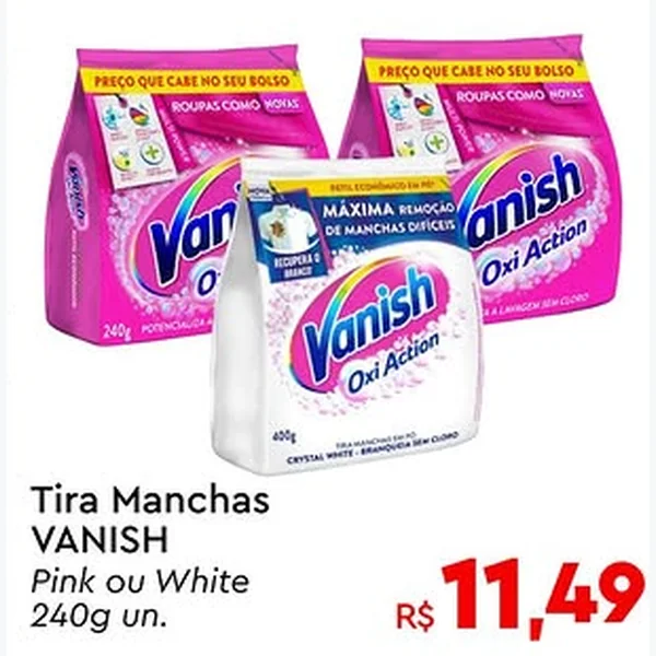 Recorte do encarte de Tira Manchas Pink Vanish 240 g