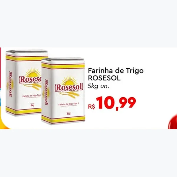 Recorte do encarte de Farinha de Trigo ROSESOL 5 kg
