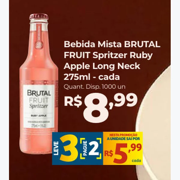 Recorte do encarte de Bebida Mista Fruit Spritzer Ruby Apple BRUTAL 275 ml