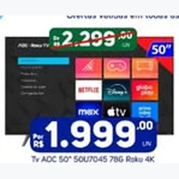 Recorte do encarte de Tv 50" 50u7045 78g Roku 4k AOC