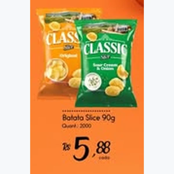 Recorte do encarte de Batata Slice Classic 90 g