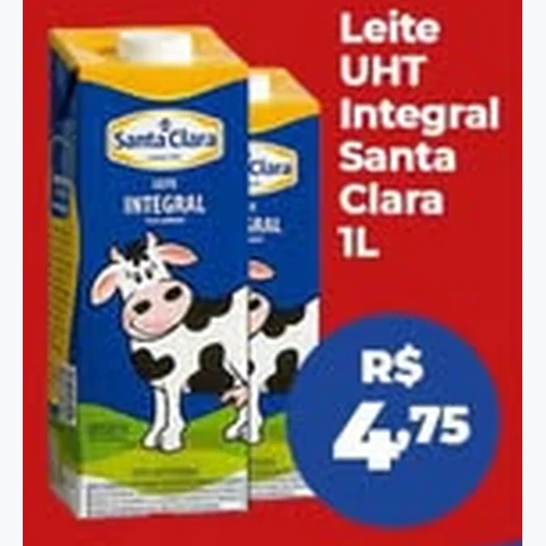 Recorte do encarte de Leite Uht Integral Santa Clara 1 L