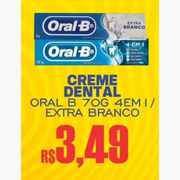 Recorte do encarte de Creme Dental Extra Branco Oral-B 70 g