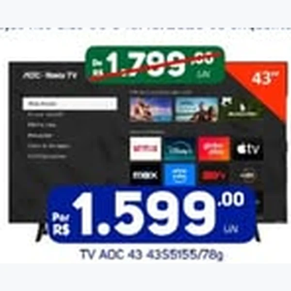 Recorte do encarte de Tv 43" 4355155/78g Roku AOC