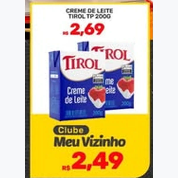 Recorte do encarte de Creme de Leite Tirol 200 g